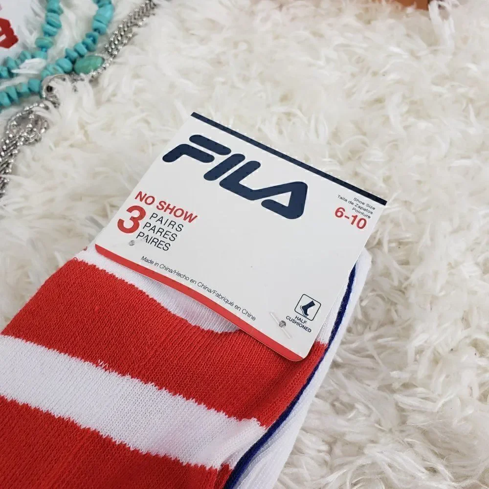 FILA No Show 3 Pck Multicolor Sz 6-10